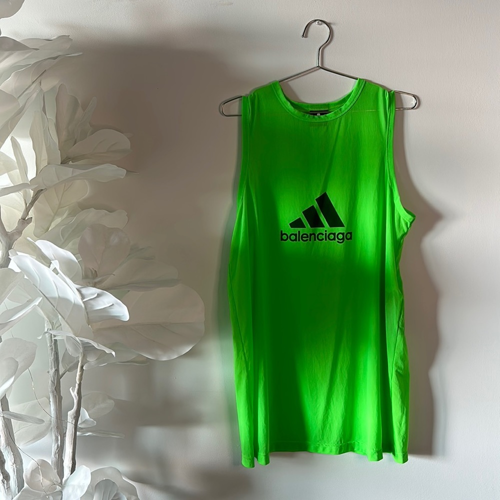 Balenciaga x Adidas sheer neon green sleeveless shirt
